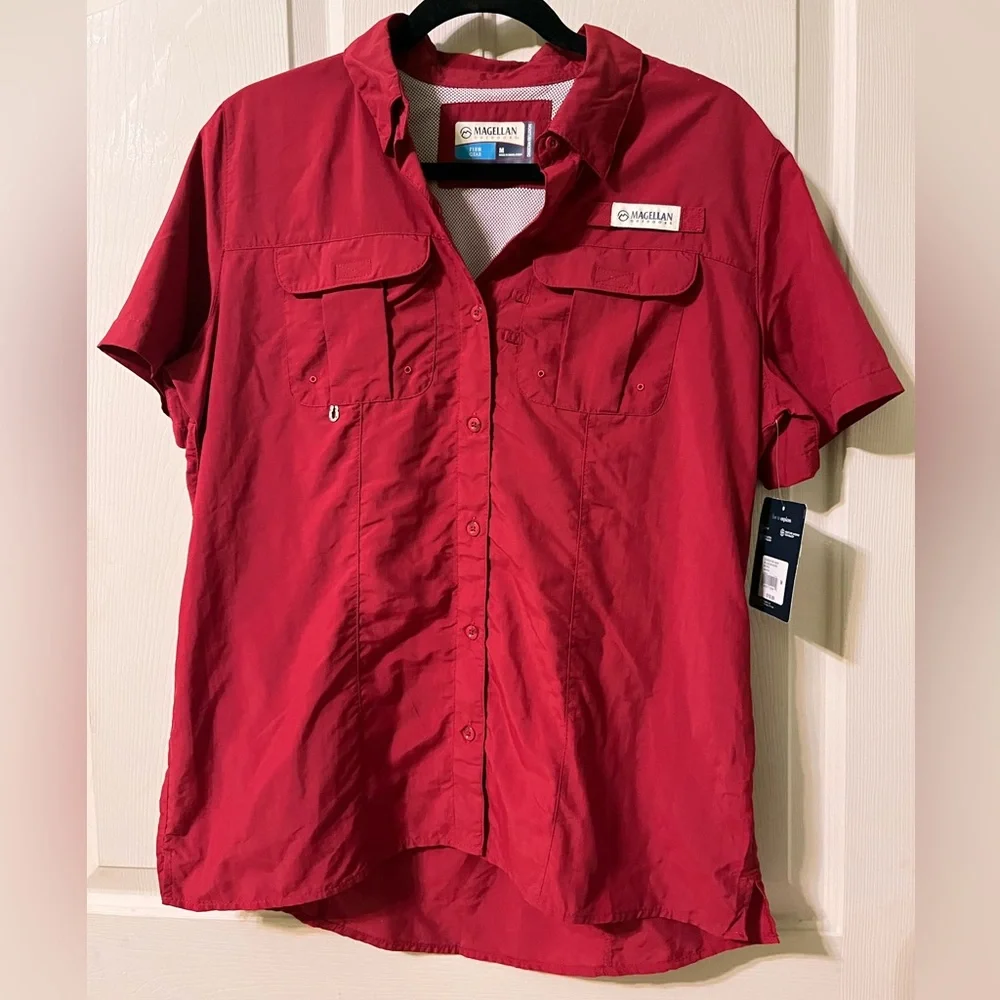 Magellan Outdoors Red Relaxed Fit Shirt - Picture 2 of 6